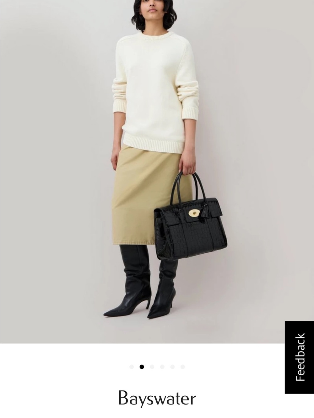 Mulberry Black Croc-Effect Bayswater Top-Handle Satchel with Gold Hardware - Picture 4 of 16